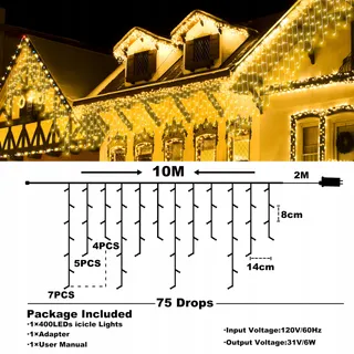 KIMUWOTE Lichtgordijn Met Timer IP44 Waterdicht Buiten 10M 400 LED — miniatuur 2