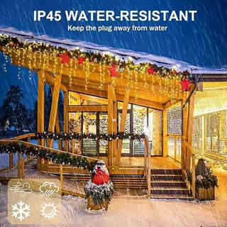 KIMUWOTE Lichtgordijn Met Timer IP44 Waterdicht Buiten 10M 400 LED — miniatuur 11