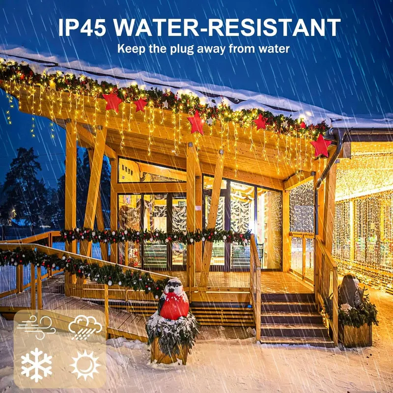 KIMUWOTE Lichtgordijn Met Timer IP44 Waterdicht Buiten 10M 400 LED — foto 5
