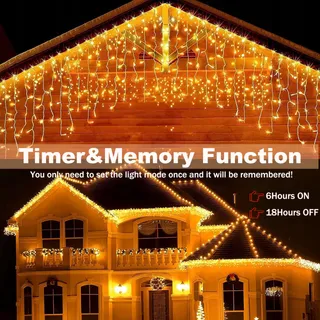 KIMUWOTE Lichtgordijn Met Timer IP44 Waterdicht Buiten 10M 400 LED — miniatuur 3