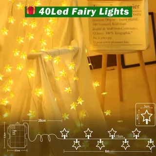 CSHARE Sterren Lichtketting op Batterijen IP65 6M 40LED — miniatuur 5