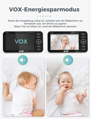 GHB Babyfoon Camera 5 Inch 720P HD Display VOX Nachtmodus — miniatuur 4