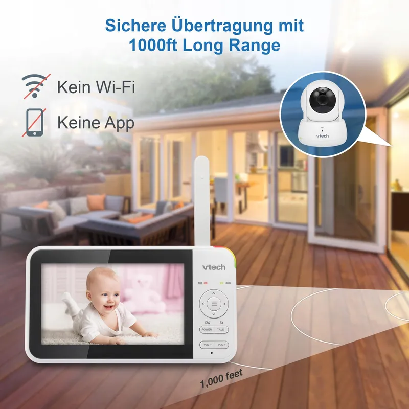 VTECH VM924 Babyfoon Camera 5 Inch 31u Batterij HD Nachtzicht — foto 6