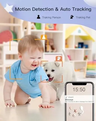 ARENTI Babyfoon Camera 2K 5 Inch WiFi PTZ 355 Temperatuursensor IR — miniatuur 2