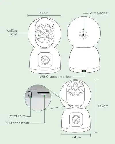 YESYAMO Bewakingscamera Binnen 4MP 360 PTZ Dual 5GHz WiFi Audio — foto 9