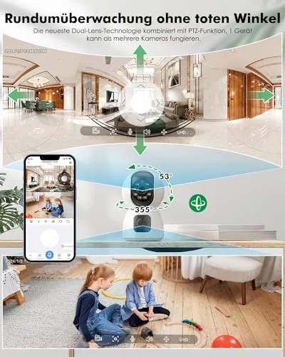 YESYAMO Bewakingscamera Binnen 4MP 360 PTZ Dual 5GHz WiFi Audio — foto 4