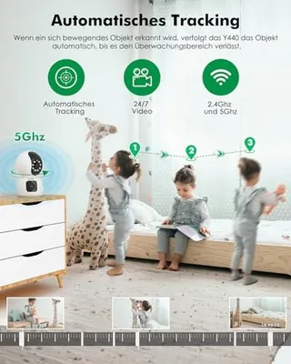 YESYAMO Bewakingscamera Binnen 4MP 360 PTZ Dual 5GHz WiFi Audio — miniatuur 5