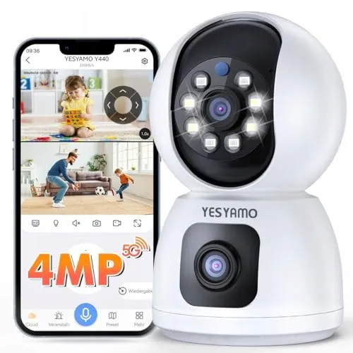 YESYAMO Bewakingscamera Binnen 4MP 360 PTZ Dual 5GHz WiFi Audio — foto 1