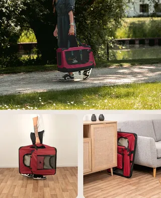 LIONTO Opvouwbare Transportbox Honden Katten Tot 10kg Donkerrood — miniatuur 4