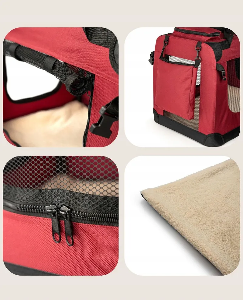 LIONTO Opvouwbare Transportbox Honden Katten Tot 10kg Donkerrood — foto 1