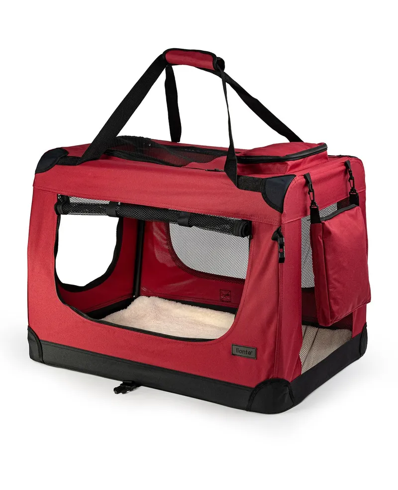 LIONTO Opvouwbare Transportbox Honden Katten Tot 10kg Donkerrood — foto 2