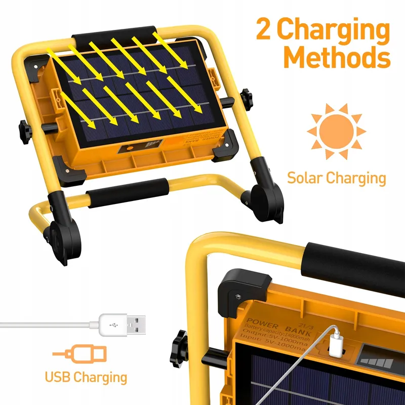 Solar LED Werklamp Oplaadbaar 120 LED USB 4 Standen Waterdicht — foto 3