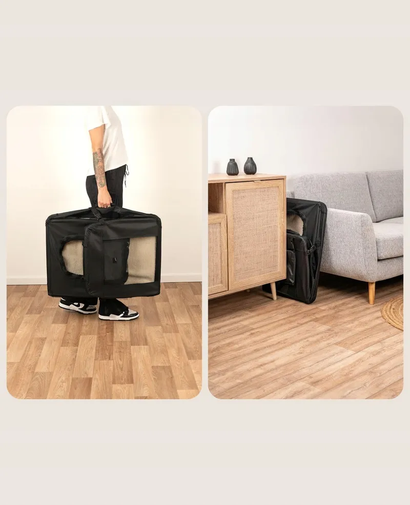LIONTO Opvouwbare Transportbox Hond Kat 50x34x36cm Zwart — foto 9