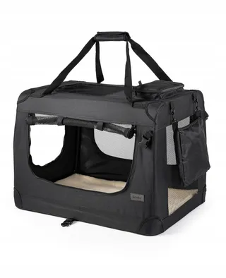LIONTO Opvouwbare Transportbox Hond Kat 50x34x36cm Zwart — miniatuur 1