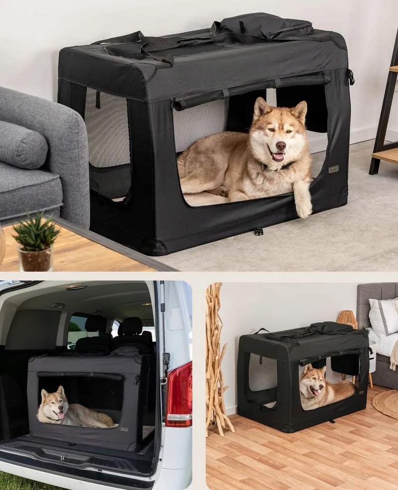LIONTO Opvouwbare Transportbox Hond Kat 50x34x36cm Zwart — foto 8