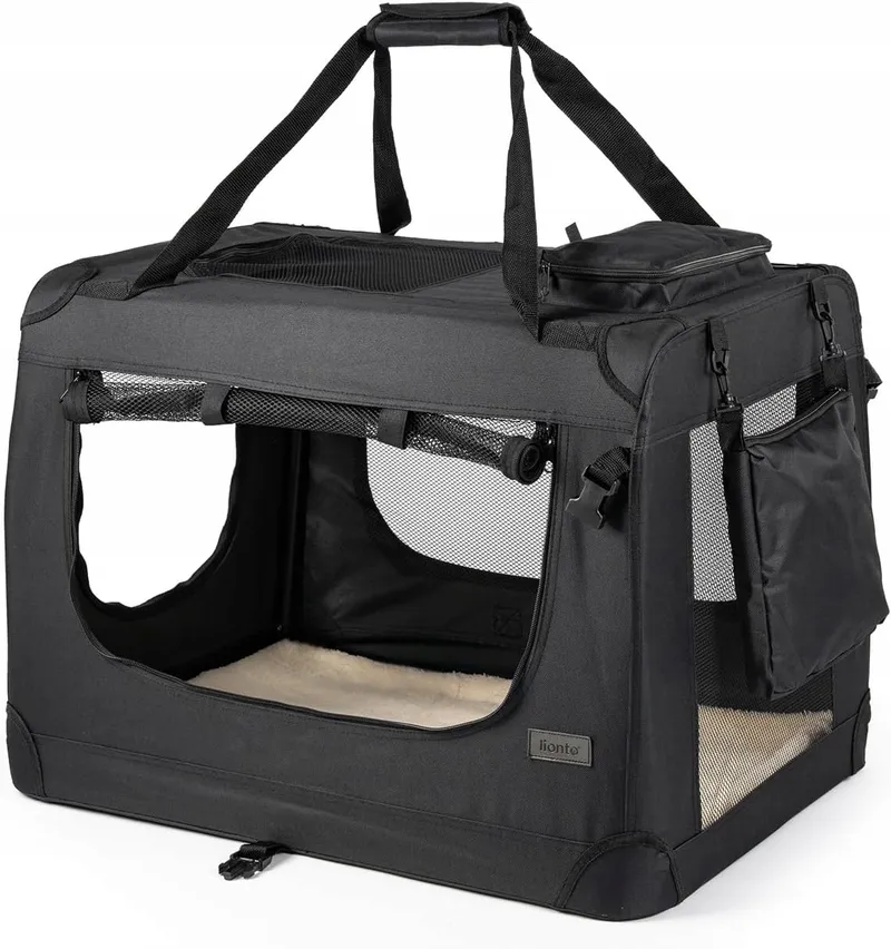 LIONTO Opvouwbare Transportbox Hond Kat 50x34x36cm Zwart — foto 7