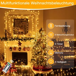 OLLNY Waterdichte Kerstverlichting 8 Standen 80M 800 LED — miniatuur 2