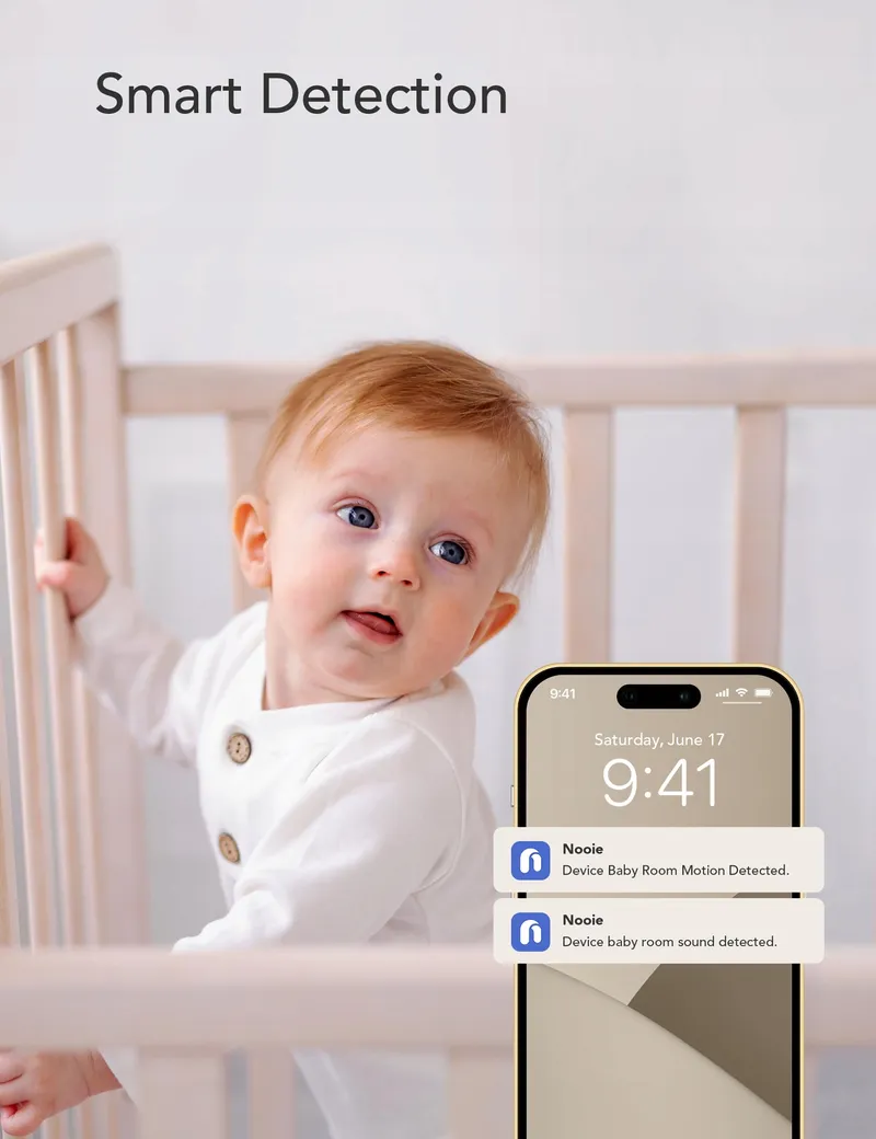 NOOIE Babyfoon WiFi 1080P HD Nachtzicht Alexa Bewegingsdetectie β foto 3