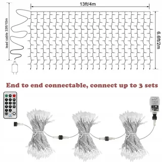 CERIAL Lichtgordijn 4x2m 300 LED Blauw-Wit Kerst Bruiloft — miniatuur 7