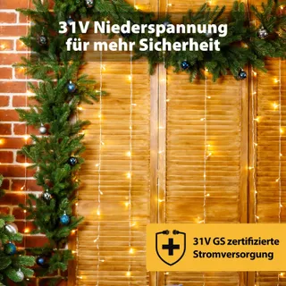 SALCAR Kerstlichtgordijn Buiten 8 Standen Warmwit 6x3M — miniatuur 3