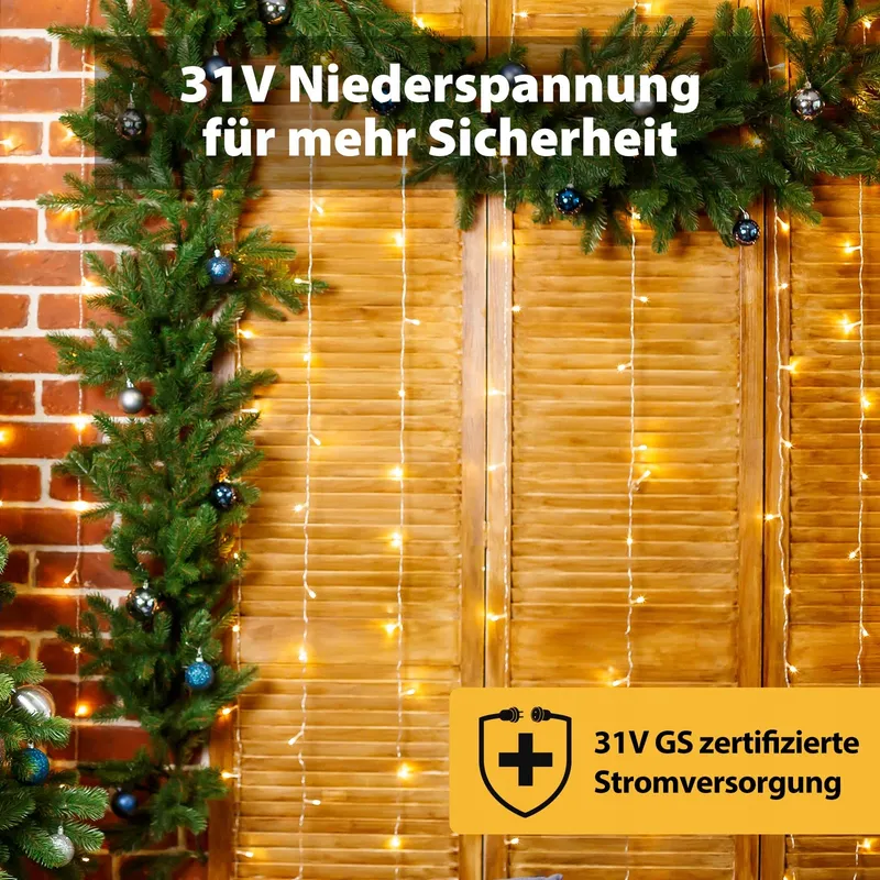 SALCAR Kerstlichtgordijn Buiten 8 Standen Warmwit 6x3M — foto 3