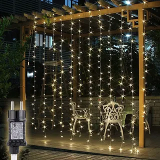 SALCAR Kerstlichtgordijn Buiten 8 Standen Warmwit 6x3M — miniatuur 8
