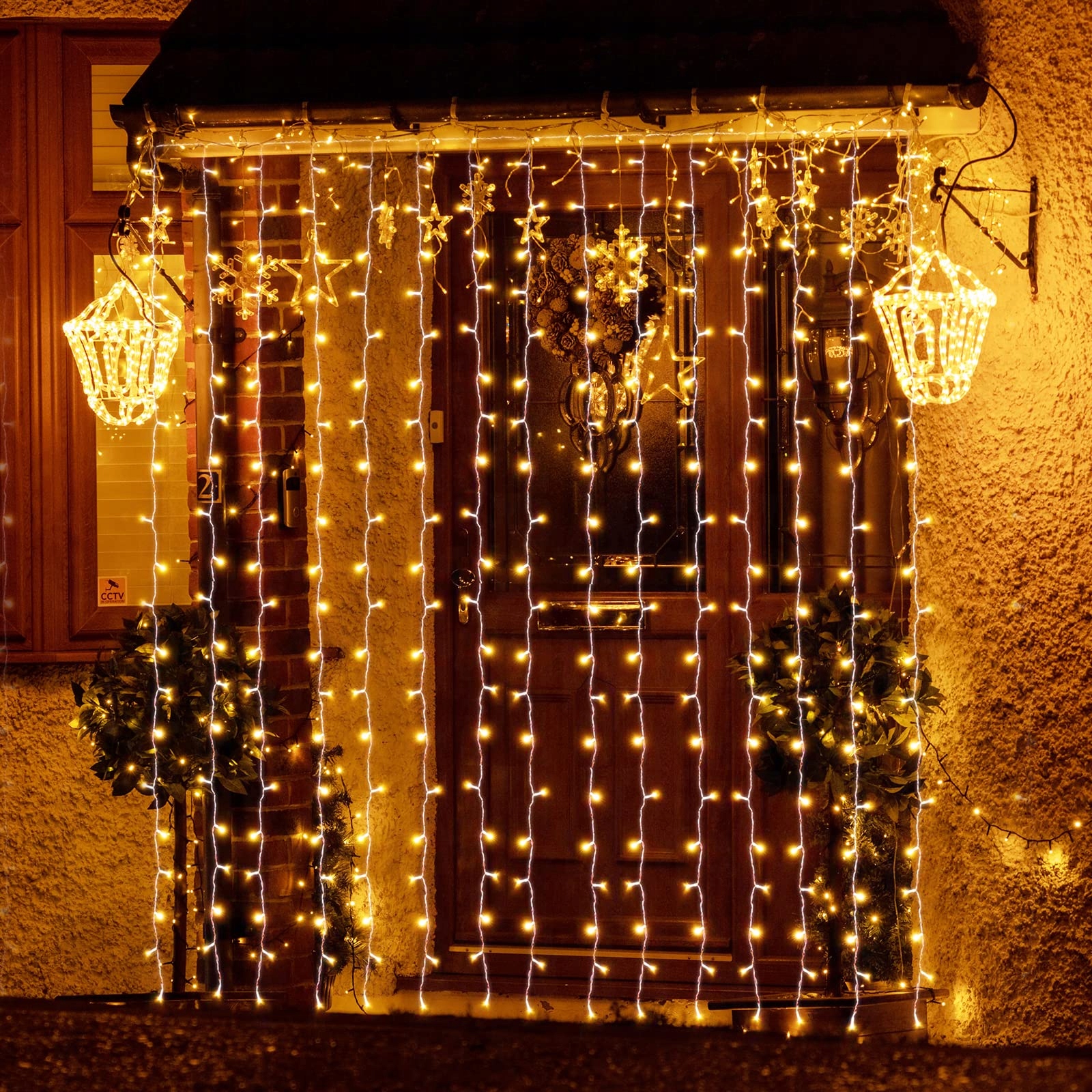 SALCAR Kerstlichtgordijn Buiten 8 Standen Warmwit 6x3M
