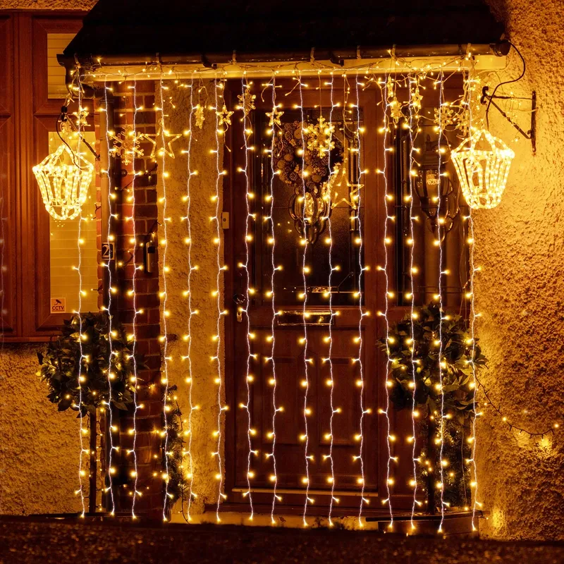 SALCAR Kerstlichtgordijn Buiten 8 Standen Warmwit 6x3M — foto 1