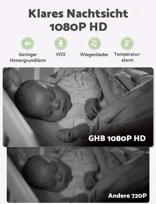 GHB Babyfoon Camera 5 Inch HD 1080P 4000mAh VOX 4xZoom 300m — miniatuur 6