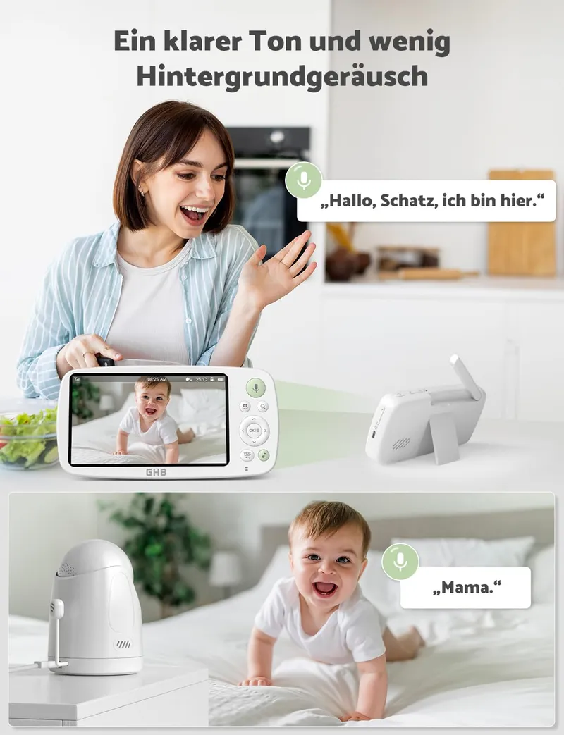 GHB Babyfoon Camera 5 Inch HD 1080P 4000mAh VOX 4xZoom 300m — foto 7