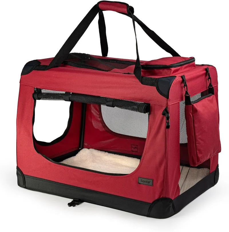 LIONTO Opvouwbare Transportbox Voor Hond En Kat 70x52x50cm Donkerrood — foto 7