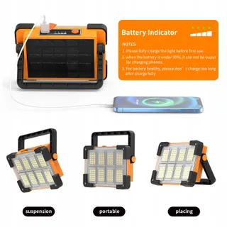 OHAYORI LED Schijnwerper Solar Draagbaar Accu Camping Lamp — miniatuur 3