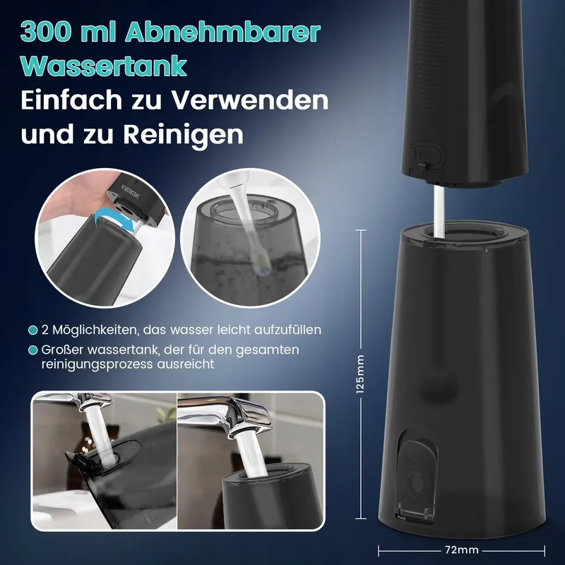 VIMMK Draadloze Waterflosser 5 Standen 8 Sproeiers IPX7 300ml USB-C — foto 5