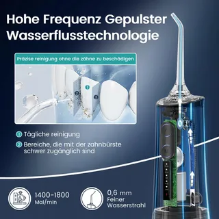 VIMMK Draadloze Waterflosser 5 Standen 8 Sproeiers IPX7 300ml USB-C — miniatuur 2