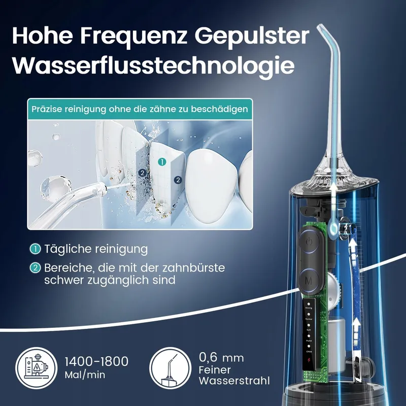 VIMMK Draadloze Waterflosser 5 Standen 8 Sproeiers IPX7 300ml USB-C — foto 2