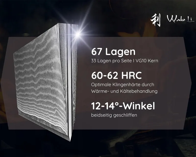 WAKOLI Damastmessenset 3-delig 67 Lagen Pakkahout — foto 5
