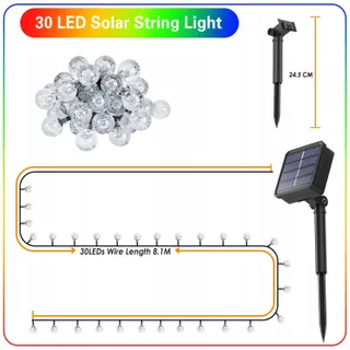 Solar Lichtketting 30 LED 8M IP65 Kleurrijk Balkon Tuin — miniatuur 9