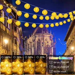 STARRYEVER LED Lichtsnoer 12M 11 Modi Afstandsbediening Patio Balkon Tuin — miniatuur 3