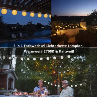 STARRYEVER LED Lichtsnoer 12M 11 Modi Afstandsbediening Patio Balkon Tuin — miniatuur 5