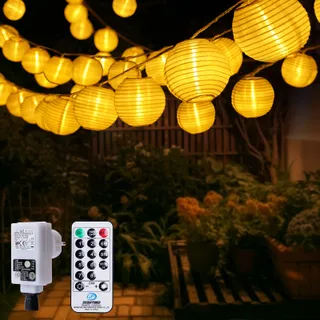 STARRYEVER LED Lichtsnoer 12M 11 Modi Afstandsbediening Patio Balkon Tuin — miniatuur 1