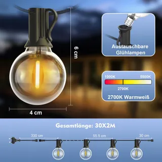 YUUSEI LED Tuinverlichting Lichtsnoer 60M IP45 Waterdicht — miniatuur 2
