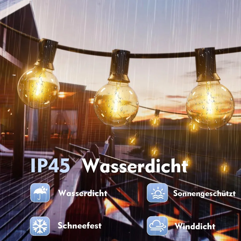 YUUSEI LED Tuinverlichting Lichtsnoer 60M IP45 Waterdicht — foto 3