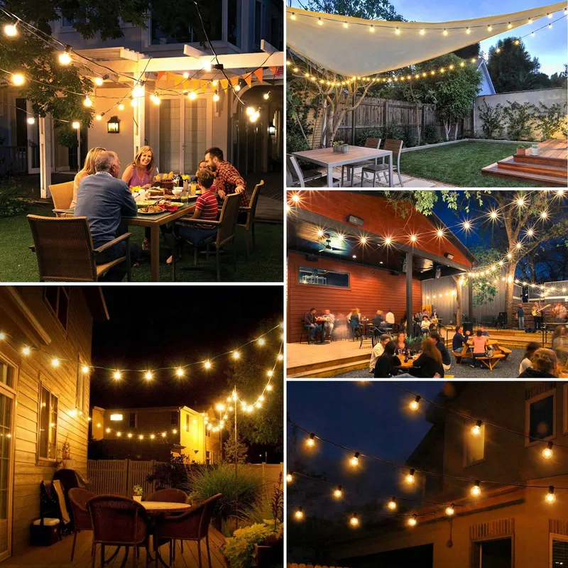 YUUCIO LED Lichtsnoer Buiten 30M 50+2 G40 Waterdicht Warm Wit — foto 5