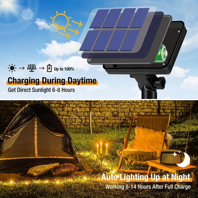 BTFARM Solar Lichtsnoer 2x8M 80 LED IP65 Balkon Tuin Warm Wit — foto 2