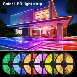 Solar LED Strip 10m RGB IP67 Waterdicht Tuinverlichting — miniatuur 5