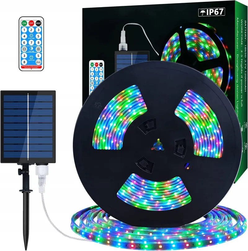 Solar LED Strip 10m RGB IP67 Waterdicht Tuinverlichting — foto 2