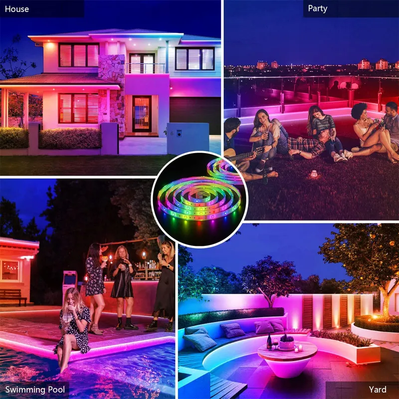 Solar LED Strip 10m RGB IP67 Waterdicht Tuinverlichting — foto 7