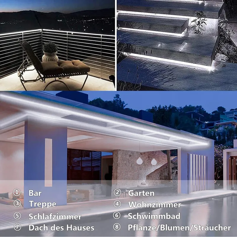 MIWATT LED Strip 10M IP67 Waterdicht 560 LED Koud Wit Tuin Zwembad — foto 8