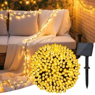 CSHARE Solar Lichtketting 12M 120 LED Warmwit IP65 Tuin Terras — miniatuur 1