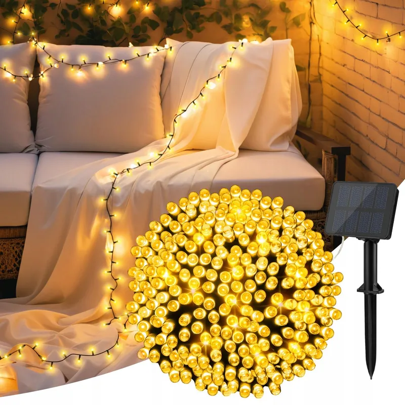 CSHARE Solar Lichtketting 12M 120 LED Warmwit IP65 Tuin Terras — foto 1